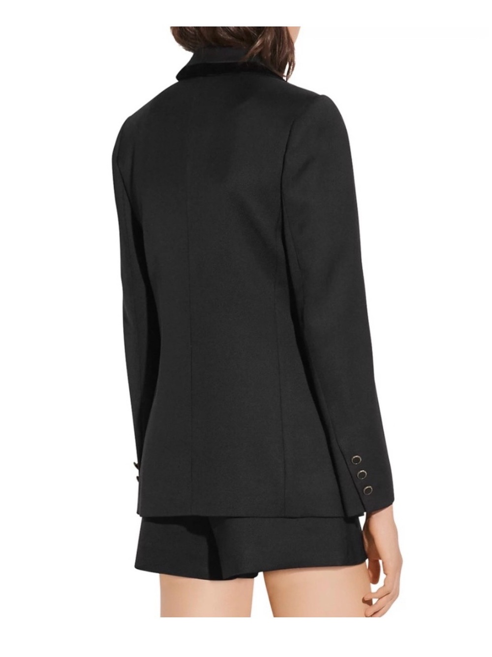 (NWT) Sandro Elna Black Velvet-Trim Single-Button Blazer Jacket - Picture 2 of 6